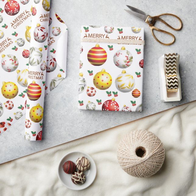 Papier Cadeau Motif de Noël-Ball-Ornament (Artisanat)