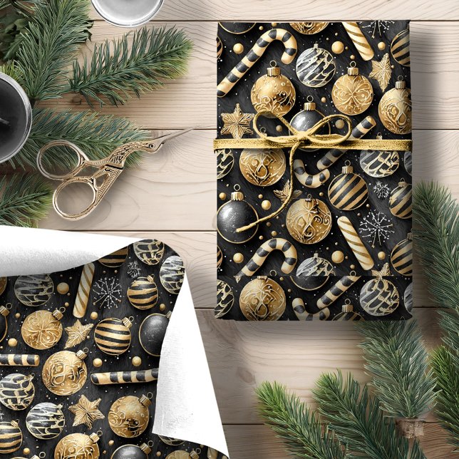 Papier Cadeau Motif de Noël Black Gold #12 ID1009 (Créateur téléchargé)