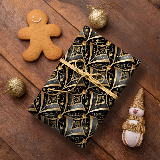 Papier Cadeau Motif de Noël Black Gold #15 ID1009 (Créateur téléchargé)