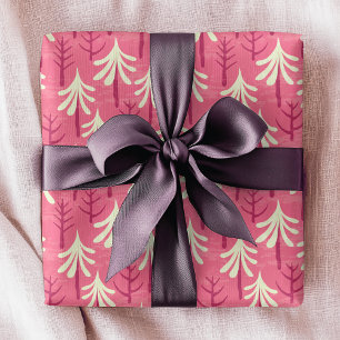 Papier Cadeau Motif de Noël blanc rose moderne