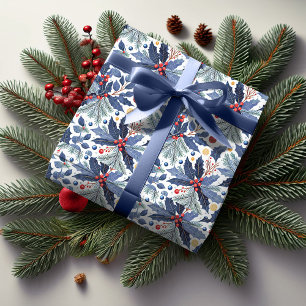 Papier Cadeau Motif de Noël bleu#17 ID1009
