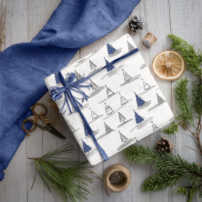 Papier Cadeau Motif de Noël bleu #5 ID1009 (Créateur téléchargé)