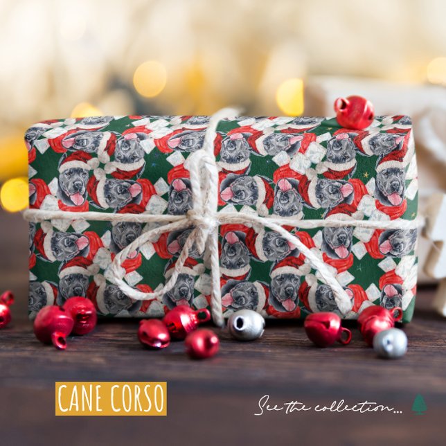 Papier Cadeau Motif de Noël Cane Corso drôle (Créateur téléchargé)