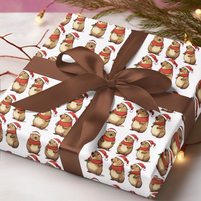 Papier Cadeau Motif de Noël Capybara Cute (Créateur téléchargé)