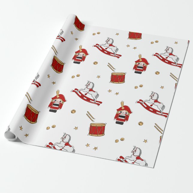 Papier Cadeau Motif de Noël casse-noisette (Déroulé)