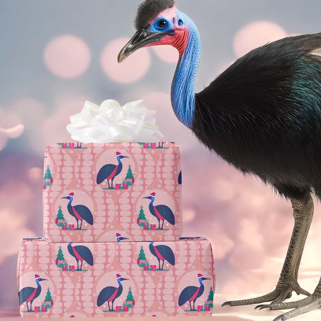 Papier Cadeau Motif de Noël Cassowary (Créateur téléchargé)