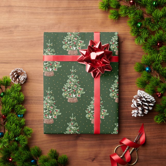 Papier Cadeau Motif de Noël Classique (Cadeau de vacances)