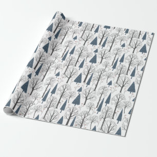 Papier Cadeau Motif de Noël d'arbres de forêt hivernale
