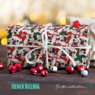 Papier Cadeau Motif de Noël de Bouledogue Français Drôle