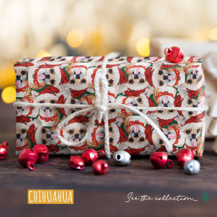 Papier Cadeau Motif de Noël de Chihuahua drôle