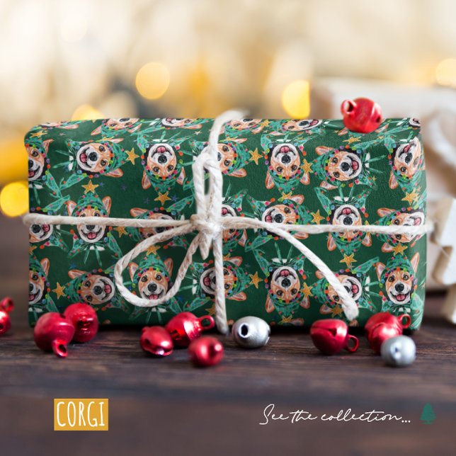 Papier Cadeau Motif de Noël de Corgi drôle (Créateur téléchargé)