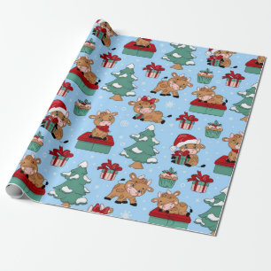 Papier Cadeau Motif de Noël de la vache noire