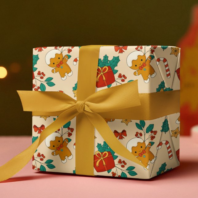 Papier Cadeau Motif de Noël de pain d'épices (Créateur téléchargé)