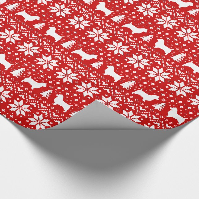 Papier Cadeau Motif de Noël de Terrier Silhouettes (Coin)