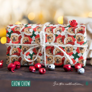 Papier Cadeau Motif de Noël drôle de Chow Chow