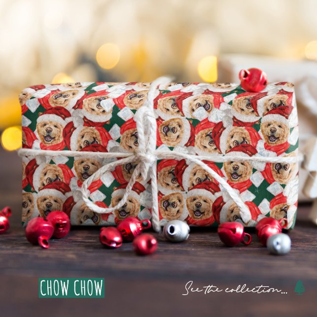 Papier Cadeau Motif de Noël drôle de Chow Chow (Créateur téléchargé)