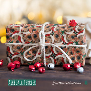 Papier Cadeau Motif de Noël drôle de l'Airedale Terrier