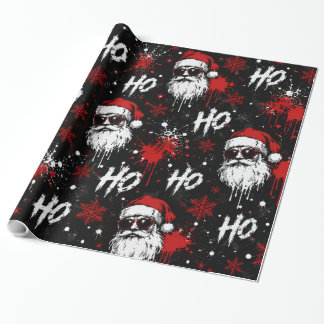 Papier Cadeau Motif de Noël éclaboussé de Père Noël brut