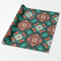 Motif de Noël Éclat de Poinsettia Rétro