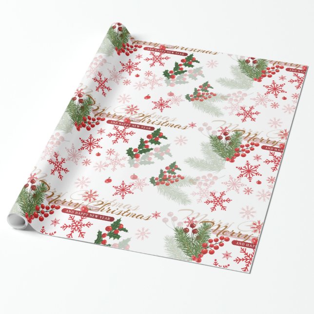 Papier Cadeau Motif de Noël élégant et simple (Déroulé)