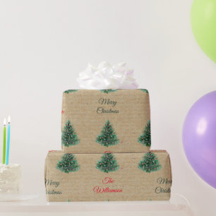 Papier Cadeau Motif de Noël en kraft brun vintage personnalisé
