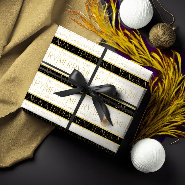Papier Cadeau Motif de Noël en or noir #35 ID1009 (Créateur téléchargé)