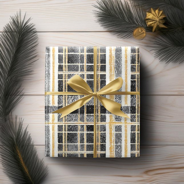 Papier Cadeau Motif de Noël en or noir n° 2 ID1009 (Créateur téléchargé)
