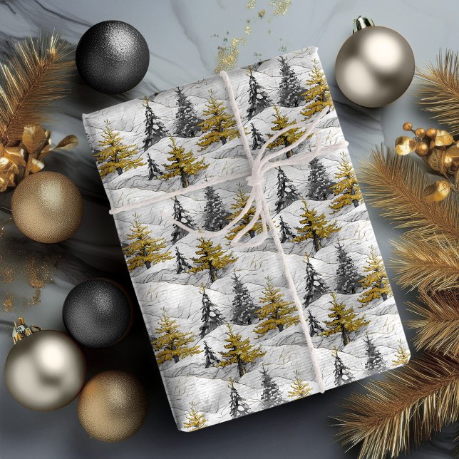 Papier Cadeau Motif de Noël en or noir n° 4 ID1009 (Créateur téléchargé)