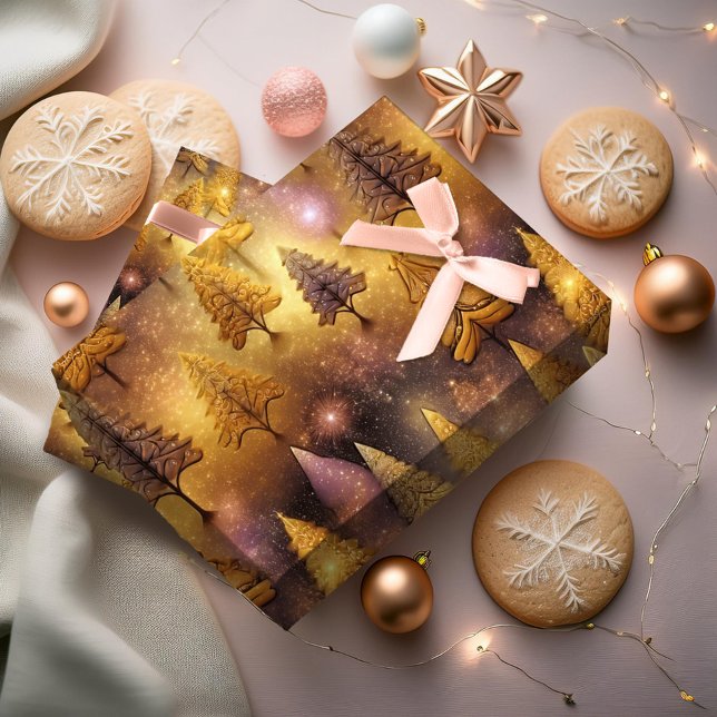 Papier Cadeau Motif de Noël en or rose #19 ID1009 (Créateur téléchargé)