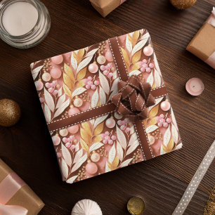 Papier Cadeau Motif de Noël en or rose #22 ID1009