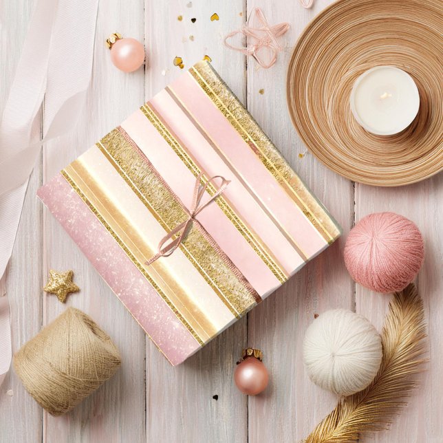 Papier Cadeau Motif de Noël en or rose #27 ID1009 (Créateur téléchargé)