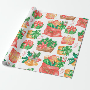 Papier Cadeau Motif de Noël et Nouvel An sans faille avec un gif