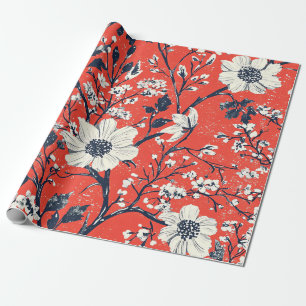 Papier Cadeau Motif de Noël floral de Poinsettia (18)