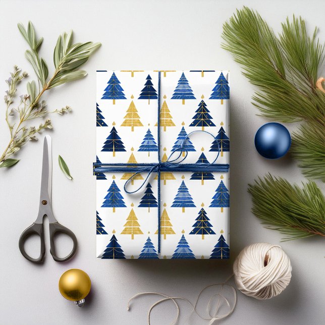 Papier Cadeau Motif de Noël Gold bleu#24 ID1009 (Créateur téléchargé)