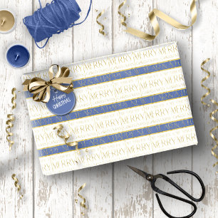 Papier Cadeau Motif de Noël Gold bleu#35 ID1009