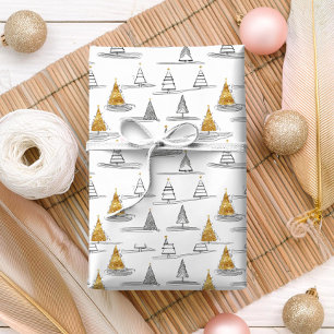 Papier Cadeau Motif de Noël Gold n° 5 ID1009