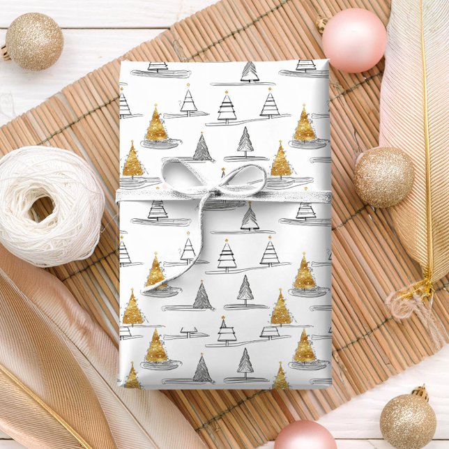Papier Cadeau Motif de Noël Gold n° 5 ID1009 (Créateur téléchargé)