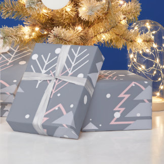 Papier Cadeau Motif de Noël gris minimaliste