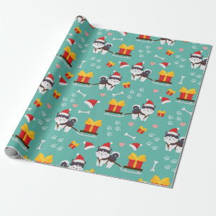 Papier Cadeau Motif de Noël Husky