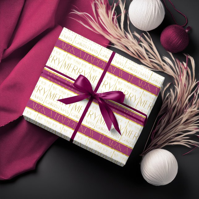 Papier Cadeau Motif de Noël Magenta Gold#35 ID1009 (Créateur téléchargé)