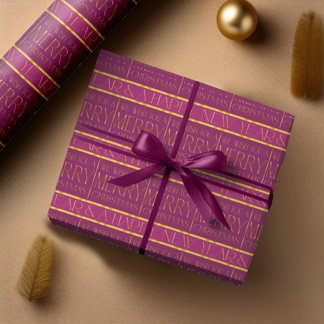 Papier Cadeau Motif de Noël Magenta Gold#35b ID1009 (Créateur téléchargé)