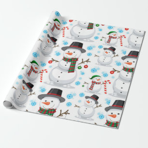 Papier Cadeau Motif de Noël mignon Snowman