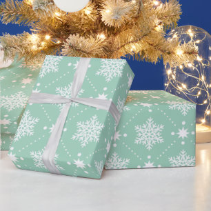 Papier Cadeau Motif de Noël Mint Green White