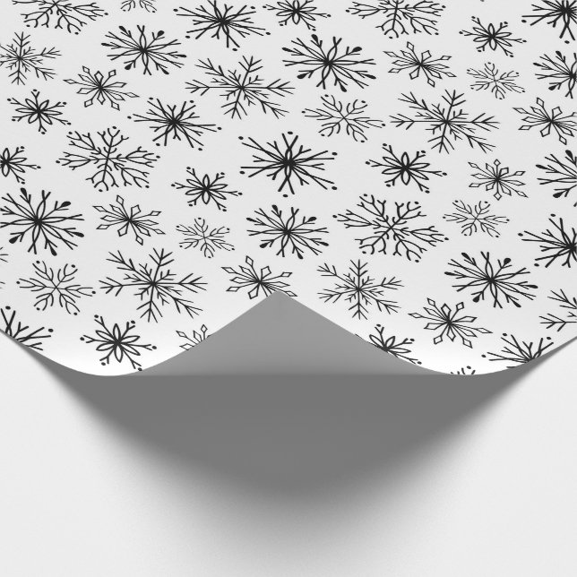 Papier Cadeau Motif de Noël noir et blanc (Coin)