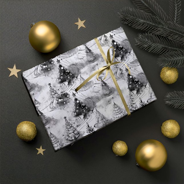 Papier Cadeau Motif de Noël noir n° 3 ID1009 (Créateur téléchargé)