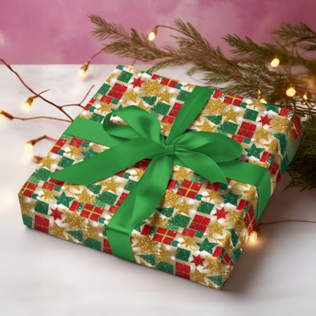 Papier Cadeau Motif de Noël Pailleté (Créateur téléchargé)