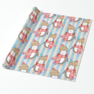 Papier Cadeau Motif de Noël Penguin