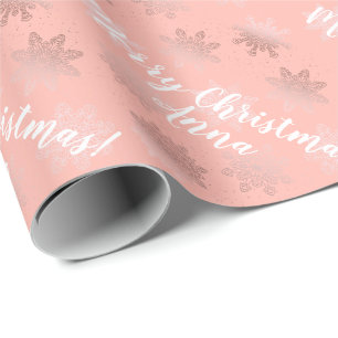 Papier Cadeau Motif de Noël personnalisé par or rose