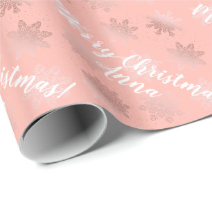 Papier Cadeau Motif de Noël personnalisé Rose Gold