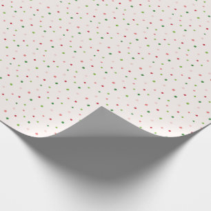 Papier Cadeau Motif de Noël Pois rouge, rose et vert